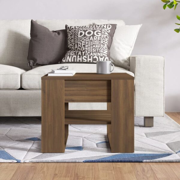 vidaXL Coffee Table Brown Oak 21.9"x21.7"x17.7" Engineered Wood - Image 5