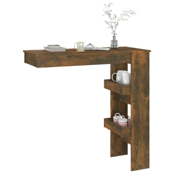 vidaXL Wall Bar Table Smoked Oak 40.2"x17.7"x40.7" Engineered Wood - Image 7