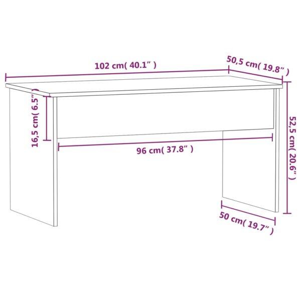 vidaXL Coffee Table White 40.2"x19.9"x20.7" Engineered Wood - Image 9