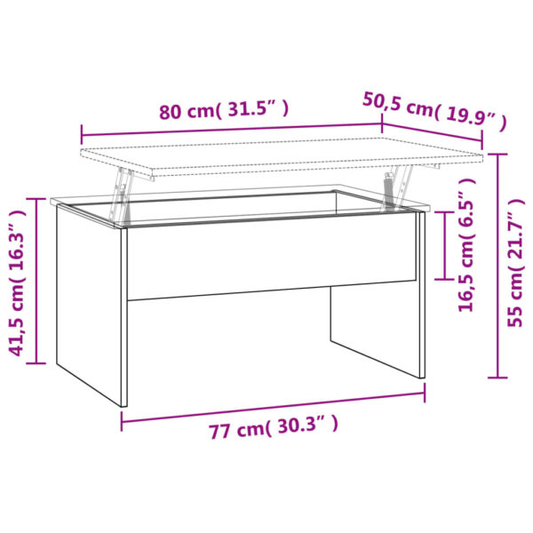 vidaXL Coffee Table White 31.5"x19.9"x16.3" Engineered Wood - Image 9