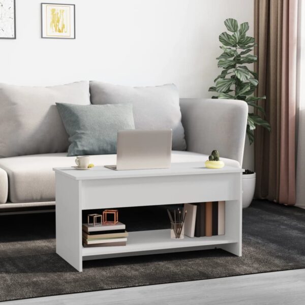 vidaXL Coffee Table White 40.2"x19.7"x20.7" Engineered Wood - Image 3