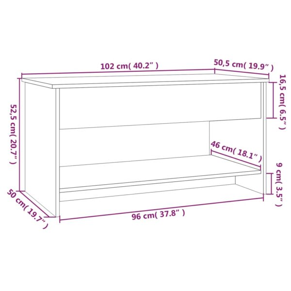 vidaXL Coffee Table White 40.2"x19.7"x20.7" Engineered Wood - Image 9