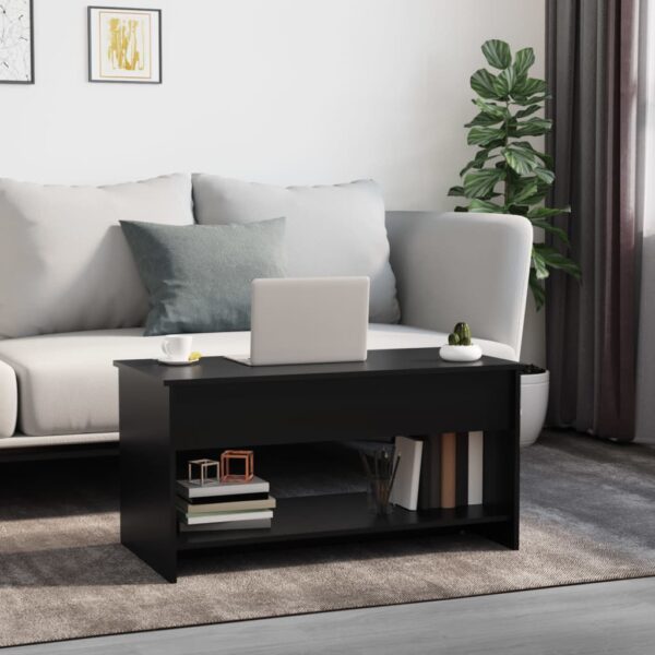 vidaXL Coffee Table Black 40.2"x19.7"x20.7" Engineered Wood - Image 3