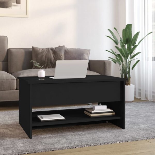 vidaXL Coffee Table Black 31.5"x19.7"x15.7" Engineered Wood - Image 3