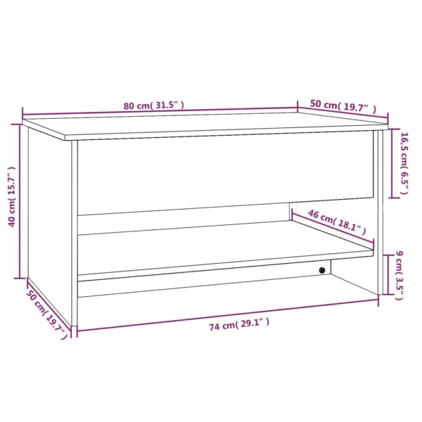 vidaXL Coffee Table Black 31.5"x19.7"x15.7" Engineered Wood - Image 9