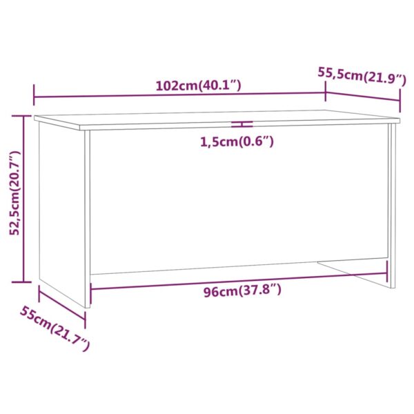 vidaXL Coffee Table White 40.2"x21.9"x20.7" Engineered Wood - Image 9