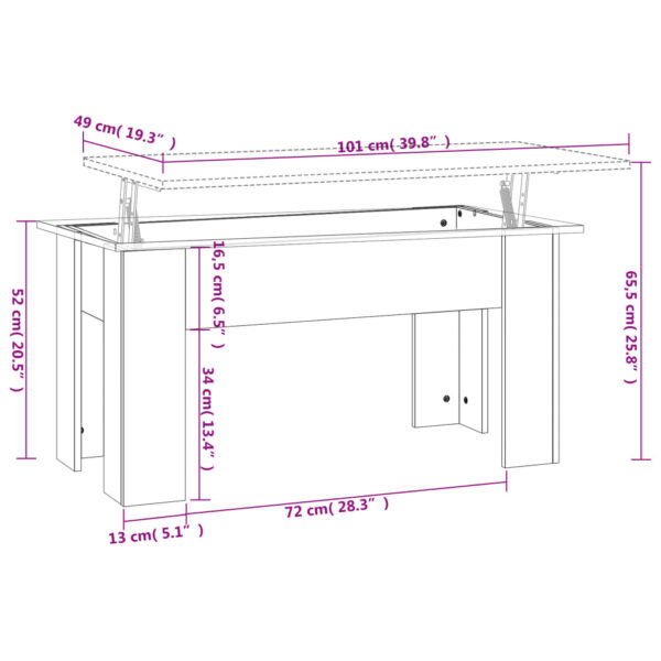 vidaXL Coffee Table White 39.8"x19.3"x20.5" Engineered Wood - Image 8