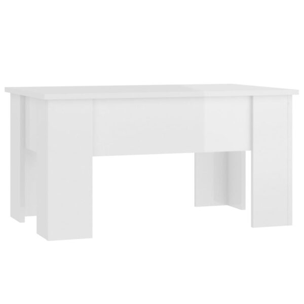 vidaXL Coffee Table High Gloss White 31.1"x19.3"x16.1" Engineered Wood - Image 2