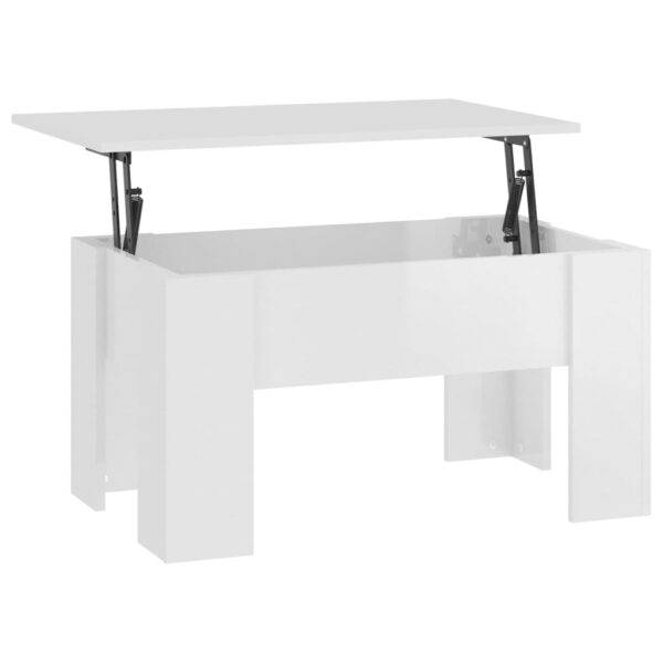 vidaXL Coffee Table High Gloss White 31.1"x19.3"x16.1" Engineered Wood - Image 5