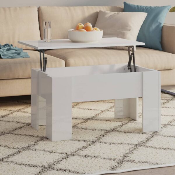 vidaXL Coffee Table High Gloss White 31.1"x19.3"x16.1" Engineered Wood - Image 7