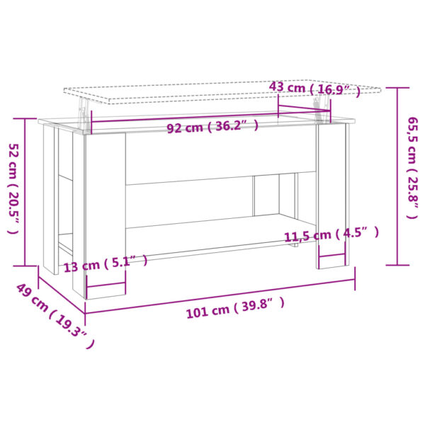 vidaXL Coffee Table Black 39.8"x19.3"x20.5" Engineered Wood - Image 9