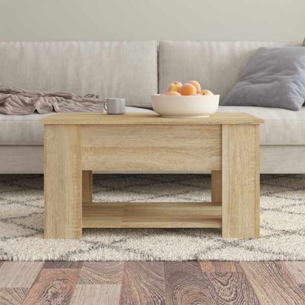 vidaXL Coffee Table Sonoma Oak 31.1"x19.3"x16.1" Engineered Wood - Image 3