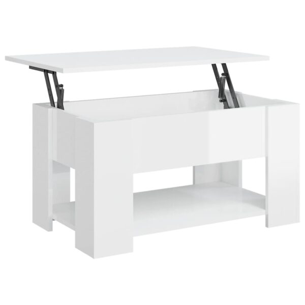 vidaXL Coffee Table High Gloss White 31.1"x19.3"x16.1" Engineered Wood - Image 2