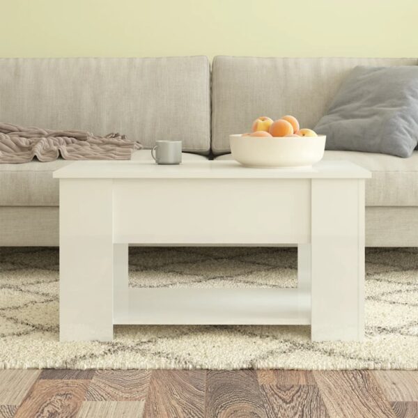 vidaXL Coffee Table High Gloss White 31.1"x19.3"x16.1" Engineered Wood - Image 3