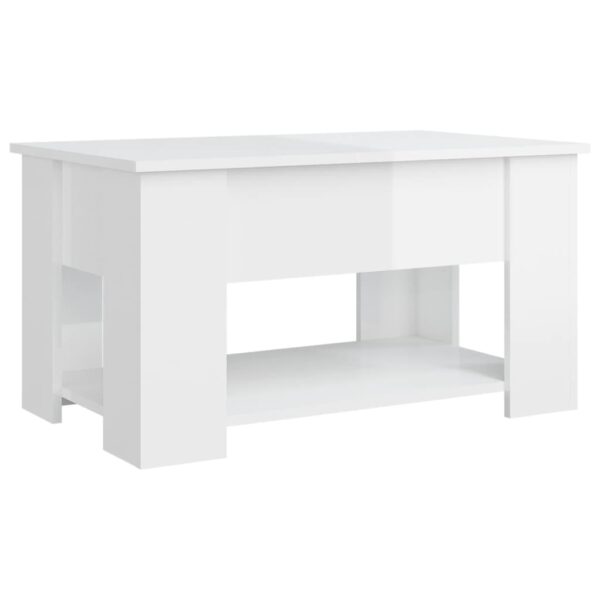 vidaXL Coffee Table High Gloss White 31.1"x19.3"x16.1" Engineered Wood - Image 5