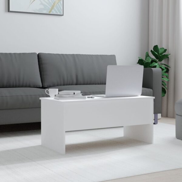 vidaXL Coffee Table White 40.2"x19.9"x18.3" Engineered Wood - Image 3