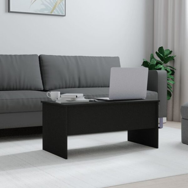 vidaXL Coffee Table Black 40.2"x19.9"x18.3" Engineered Wood - Image 3