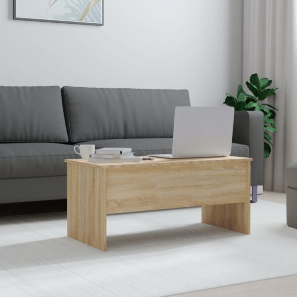 vidaXL Coffee Table Sonoma Oak 40.2"x19.9"x18.3" Engineered Wood - Image 3