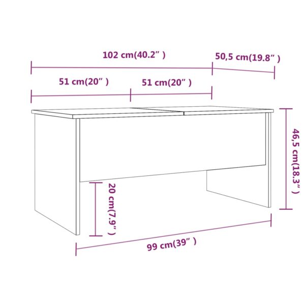 vidaXL Coffee Table Concrete Gray 40.2"x19.9"x18.3" Engineered Wood - Image 9