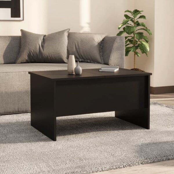 vidaXL Coffee Table Black 31.5"x19.7"x16.7" Engineered Wood - Image 3