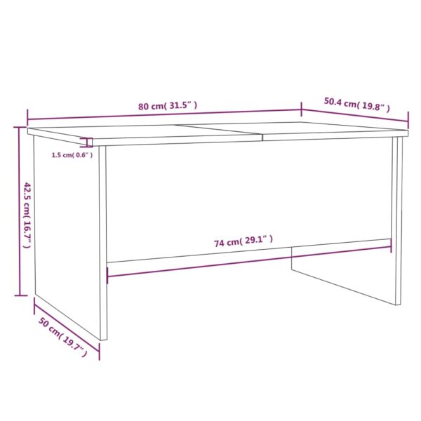 vidaXL Coffee Table Black 31.5"x19.7"x16.7" Engineered Wood - Image 9