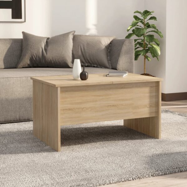 vidaXL Coffee Table Sonoma Oak 31.5"x19.7"x16.7" Engineered Wood - Image 3