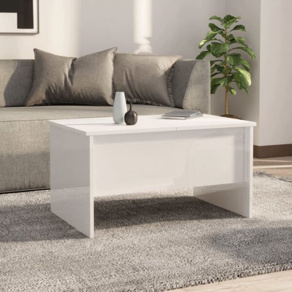 vidaXL Coffee Table High Gloss White 31.5"x19.7"x16.7" Engineered Wood - Image 3