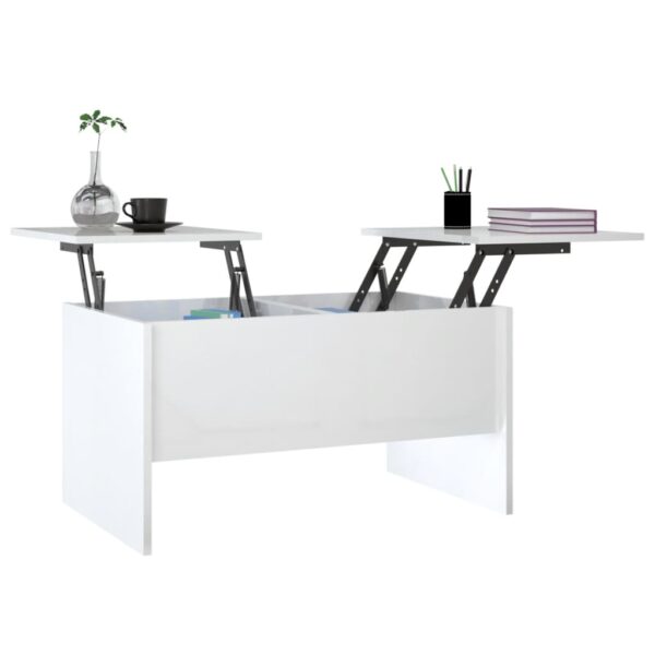 vidaXL Coffee Table High Gloss White 31.5"x19.7"x16.7" Engineered Wood - Image 4