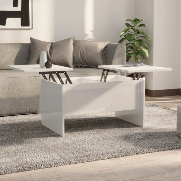 vidaXL Coffee Table High Gloss White 31.5"x19.7"x16.7" Engineered Wood