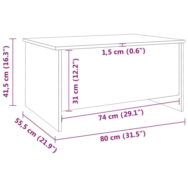 vidaXL Coffee Table Gray Sonoma 31.5"x21.9"x16.3" Engineered Wood - Image 8