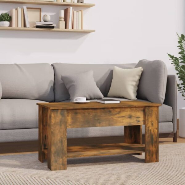 vidaXL Coffee Table Smoked Oak 39.8"x19.3"x20.5" Engineered Wood - Image 8