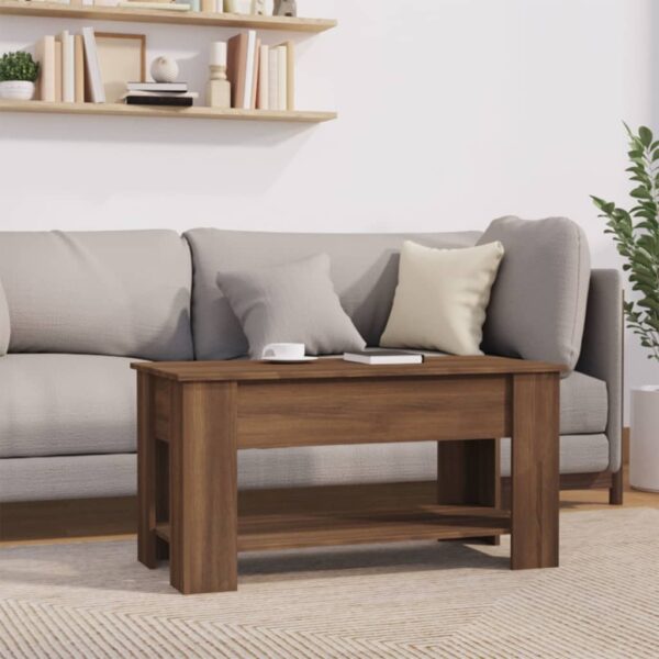 vidaXL Coffee Table Brown Oak 39.8"x19.3"x20.5" Engineered Wood - Image 8