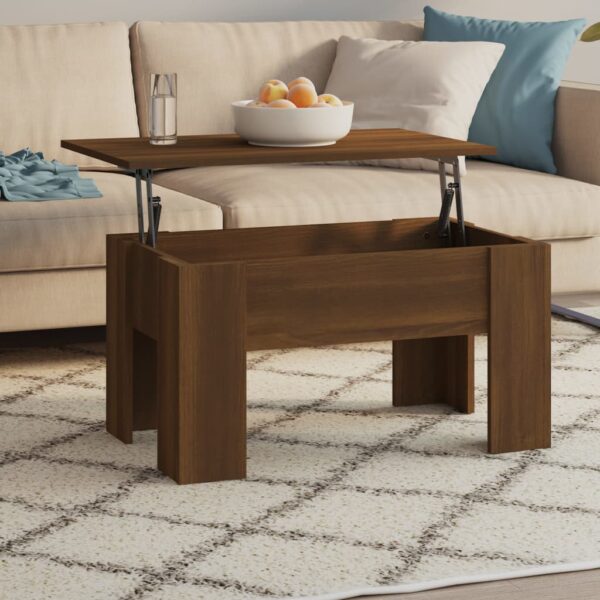 vidaXL Coffee Table Brown Oak 31.1"x19.3"x16.1" Engineered Wood - Image 7