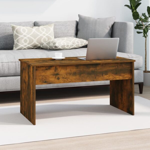 vidaXL Coffee Table Smoked Oak 40.2"x19.9"x20.7" Engineered Wood - Image 8