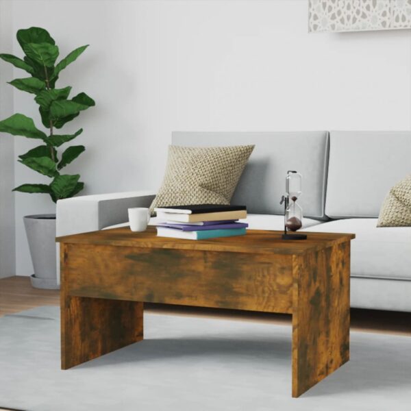 vidaXL Coffee Table Smoked Oak 31.5"x19.9"x16.3" Engineered Wood - Image 8