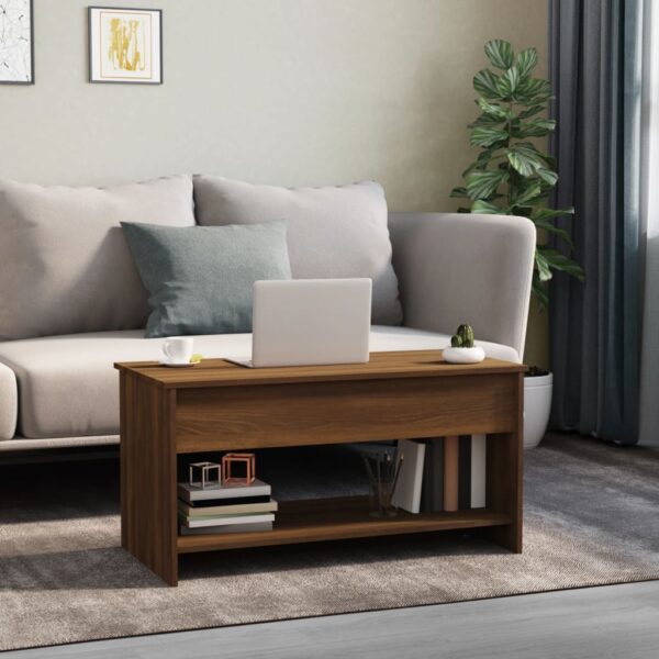 vidaXL Coffee Table Brown Oak 40.2"x19.7"x20.7" Engineered Wood - Image 3