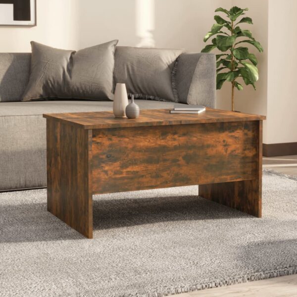 vidaXL Coffee Table Smoked Oak 31.5"x19.7"x16.7" Engineered Wood - Image 3