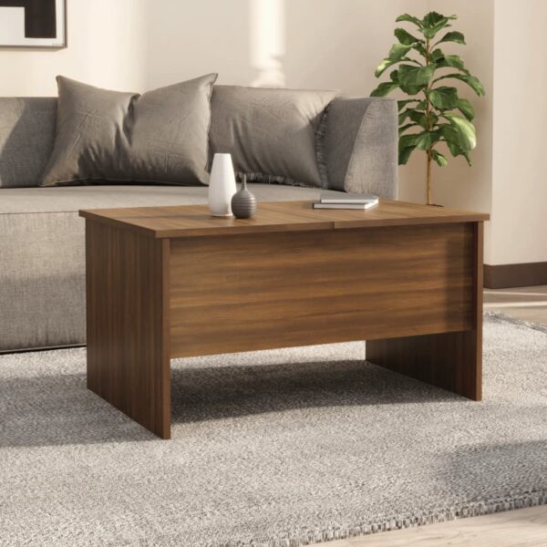 vidaXL Coffee Table Brown Oak 31.5"x19.7"x16.7" Engineered Wood - Image 3