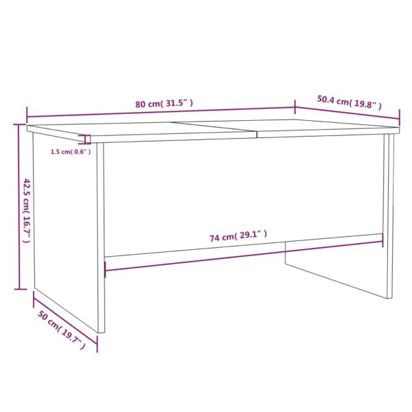 vidaXL Coffee Table Brown Oak 31.5"x19.7"x16.7" Engineered Wood - Image 9