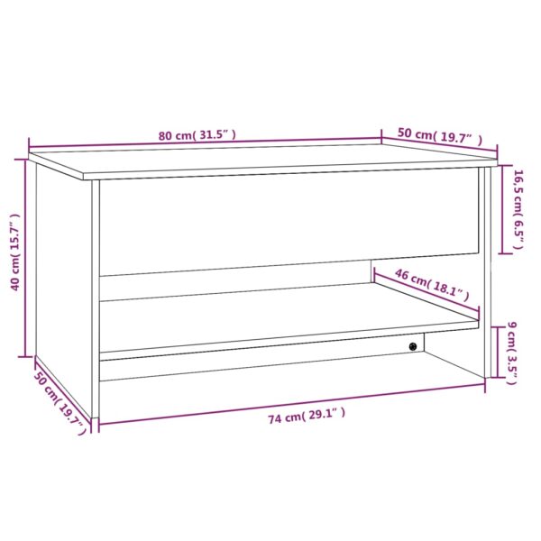 vidaXL Coffee Table Gray Sonoma 31.5"x19.7"x15.7" Engineered Wood - Image 9