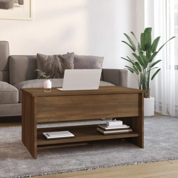 vidaXL Coffee Table Brown Oak 31.5"x19.7"x15.7" Engineered Wood - Image 3