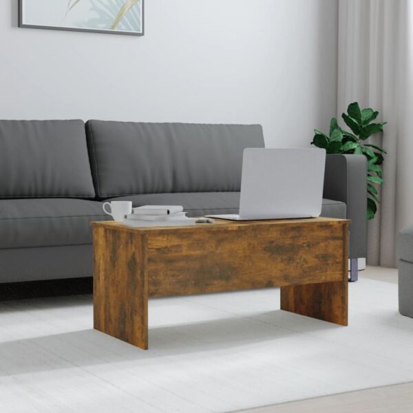 vidaXL Coffee Table Smoked Oak 40.2"x19.9"x18.3" Engineered Wood - Image 3