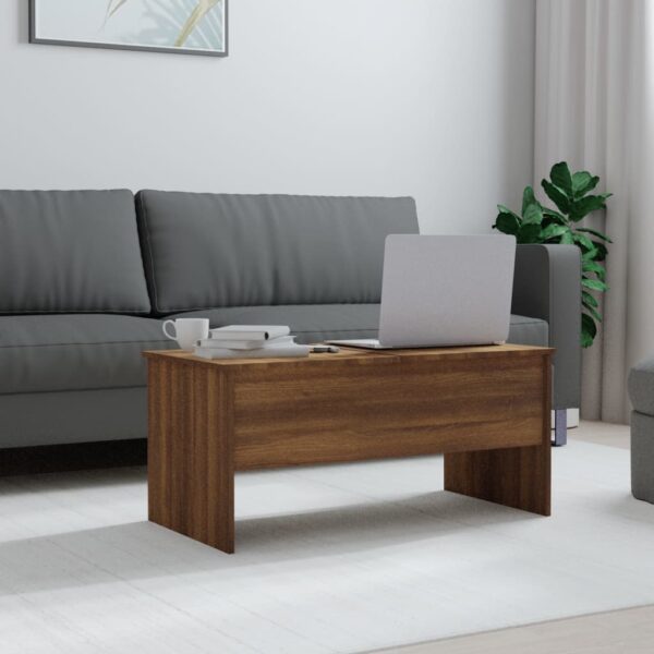 vidaXL Coffee Table Brown Oak 40.2"x19.9"x18.3" Engineered Wood - Image 3