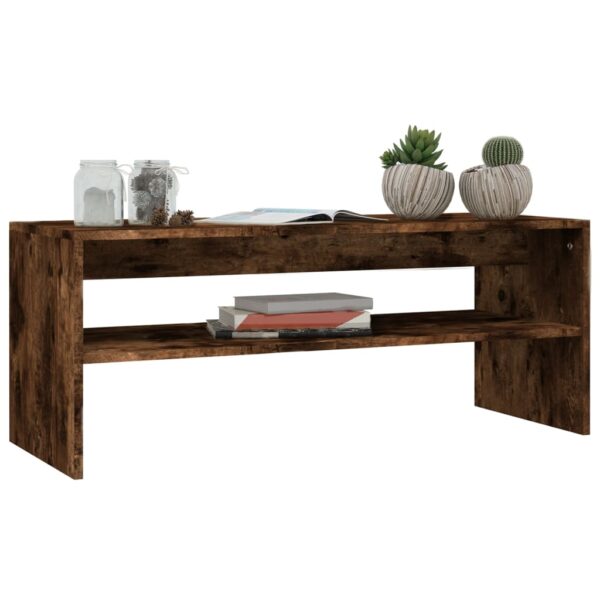 vidaXL Coffee Table Smoked Oak 39.4"x15.7"x15.7" Engineered Wood - Image 3