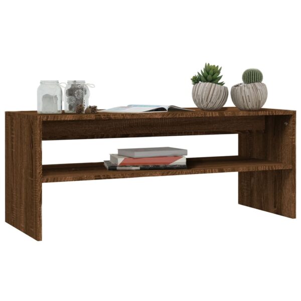 vidaXL Coffee Table Brown Oak 39.4"x15.7"x15.7" Engineered Wood - Image 3