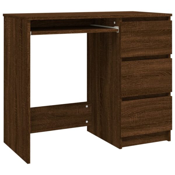 vidaXL Desk Brown Oak 35.4"x17.7"x29.9" Engineered Wood - Image 2