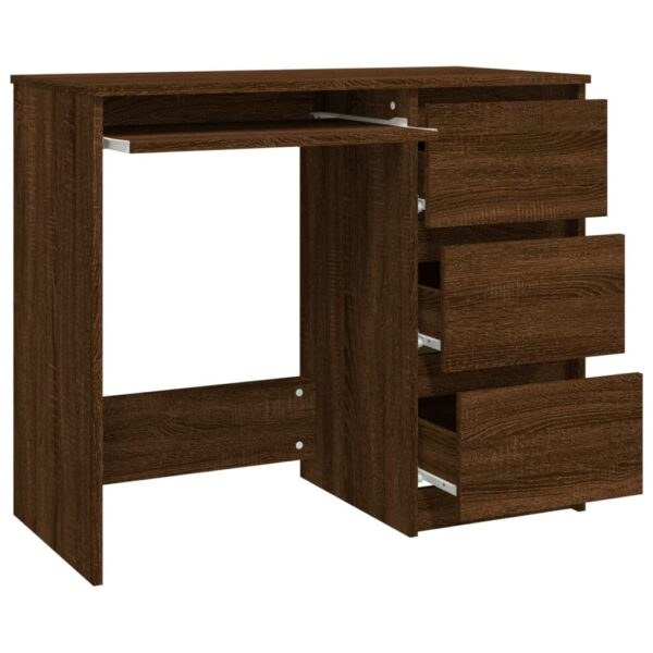 vidaXL Desk Brown Oak 35.4"x17.7"x29.9" Engineered Wood - Image 4