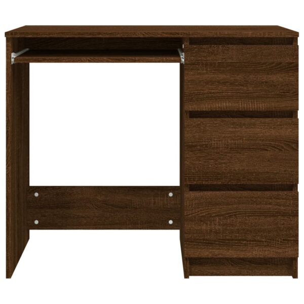 vidaXL Desk Brown Oak 35.4"x17.7"x29.9" Engineered Wood - Image 5