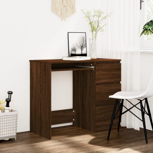 vidaXL Desk Brown Oak 35.4"x17.7"x29.9" Engineered Wood