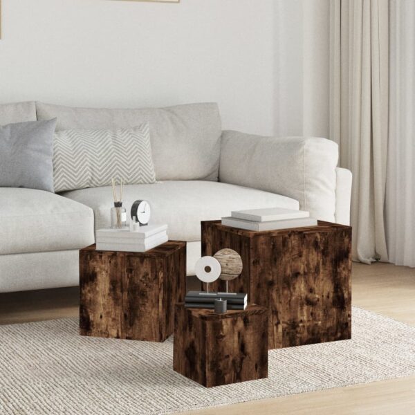 vidaXL Side Tables 3 pcs Smoked Oak Engineered Wood - Image 6